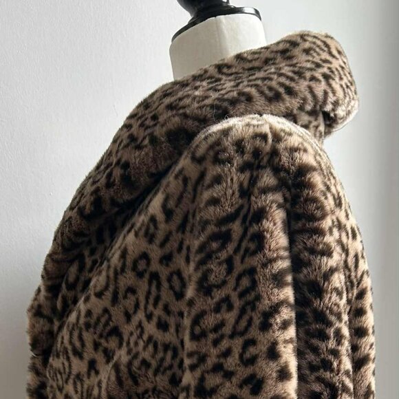 Calvin Klein Ultra Soft Leopard Faux-Fur Shawl-Collar Jacket Elbow Sleeve – US S - Picture 7 of 11